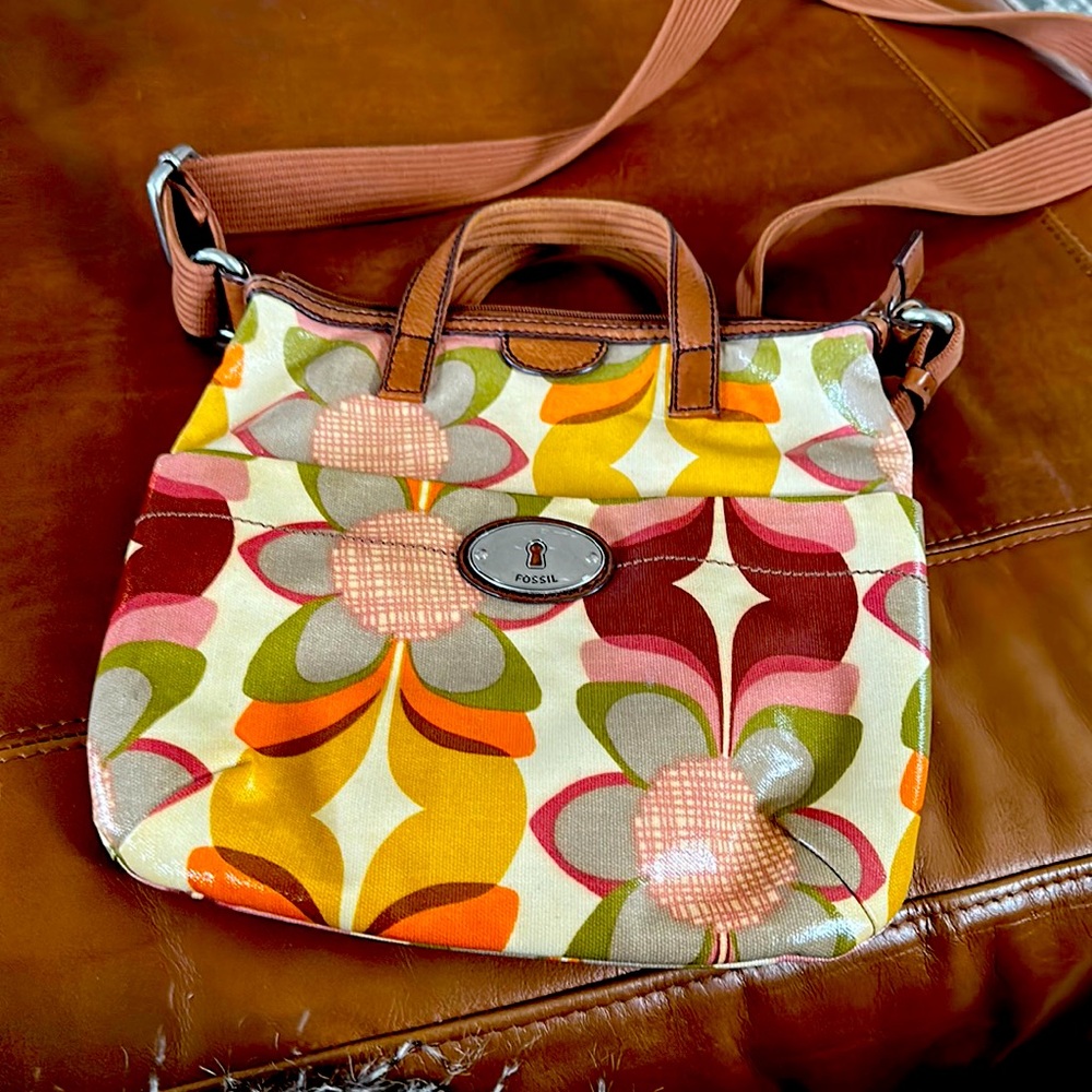 Fossil vintage, Coated canvas crossbody bag.